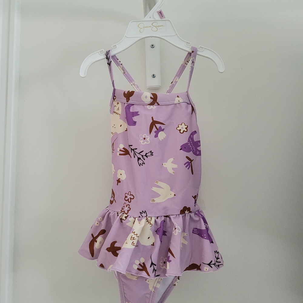 Souris Mini Purple Floral Ruffle Swimsuit Age 3 NWT
